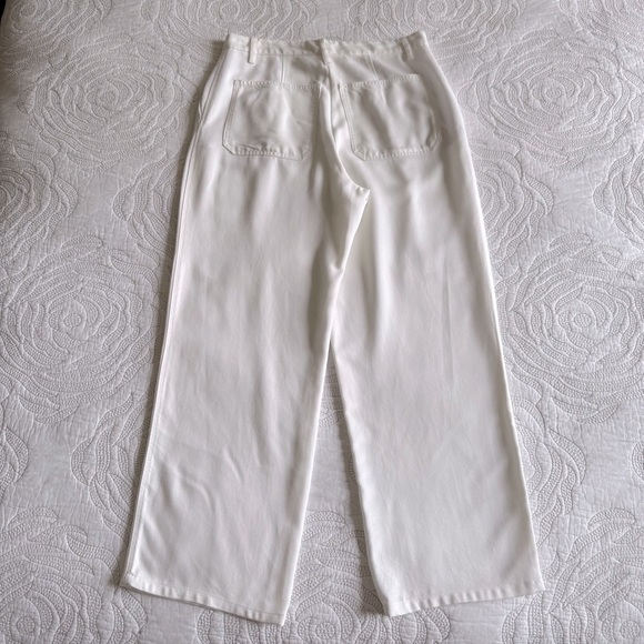 Massimo Dutti - Pleated Lightweight Loose Fit Lyocell Wide Leg Pants - White - Picture 13 of 15